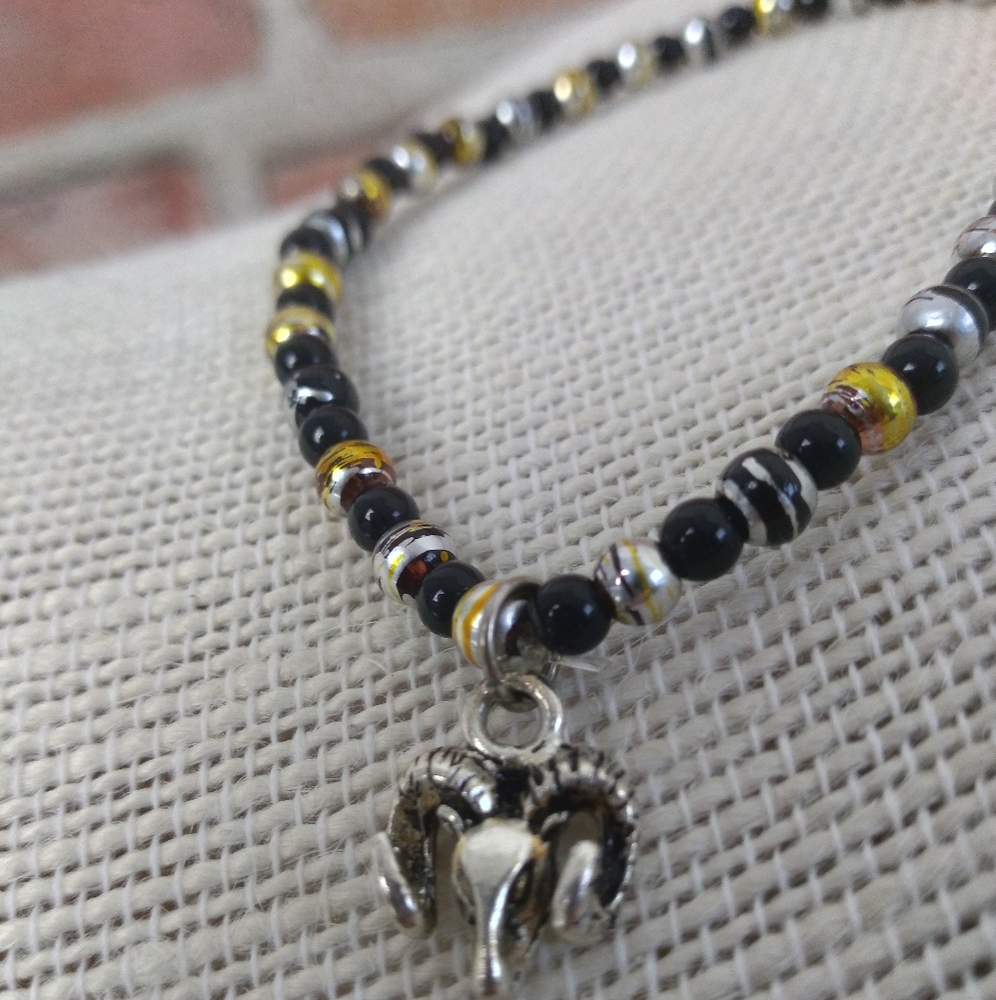 Ram head Aries beaded bracelet